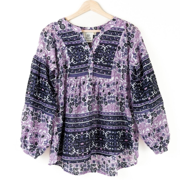 🦋LAST 1🦋 NWT Blue Boheme Love Printed Tunic - Picture 1 of 4